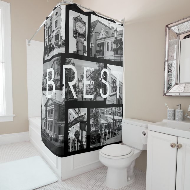 Belarus Беларусь Brest Брест Architecture Collage Shower Curtain (In Situ)