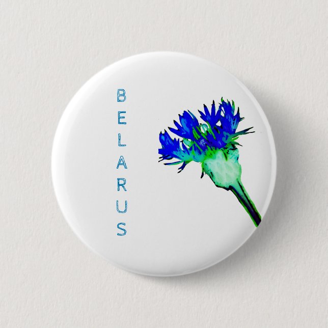 Belarus Беларусь Corn Flower Button Pin (Front)