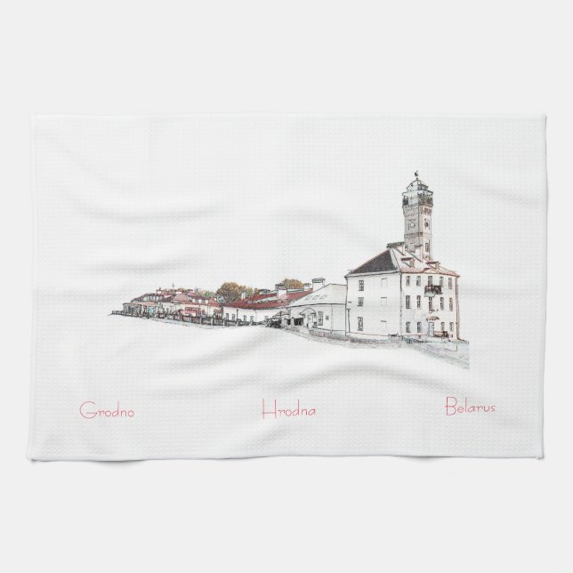 Belarus Беларусь Grodno Hrodna Гродно Tea Towel (Horizontal)