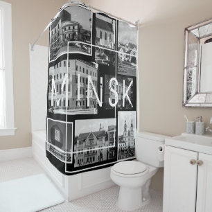 Belarus Беларусь Minsk Минск Architecture Collage Shower Curtain