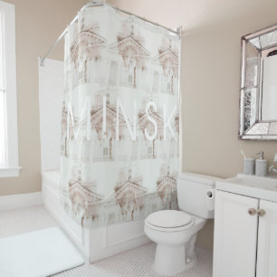 Belarus Беларусь Minsk Минск Architecture Collage Shower Curtain