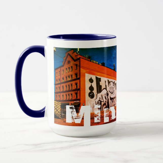 Belarus Беларусь Minsk Минск Architecture Graffiti Mug (Left)