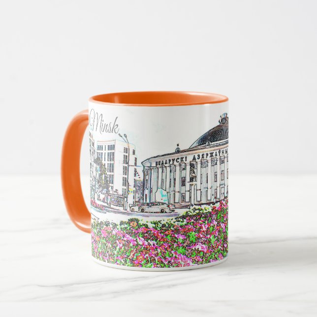 Belarus Беларусь Minsk Минск Architecture Mug Cup (Front Left)