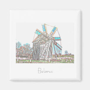 Belarus Беларусь Old Wind Mill Architecture Magnet