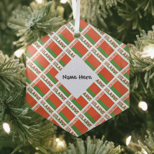 Belarus and Belarusian Flag Tiled with Your Name Glass Tree Decoration