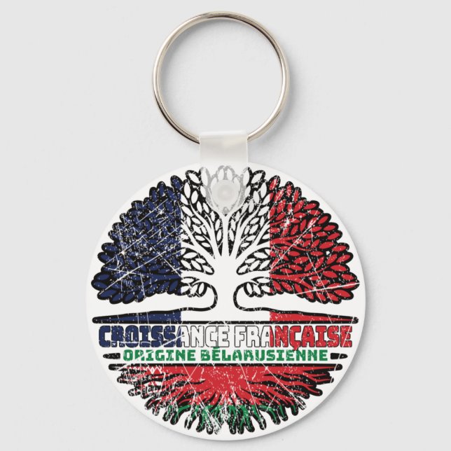 Belarus Belarusian Belarussian French France Tree Key Ring (Front)
