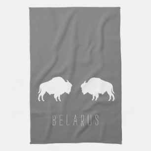 Belarus Belarusian Bison Зубр Беларусь Minimalism Tea Towel