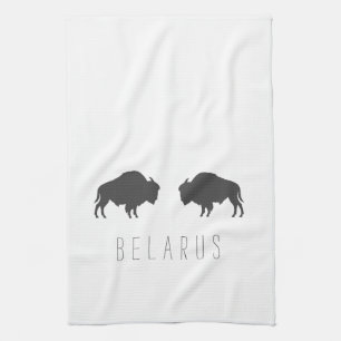 Belarus Belarusian Bison Зубр Беларусь Minimalism Tea Towel