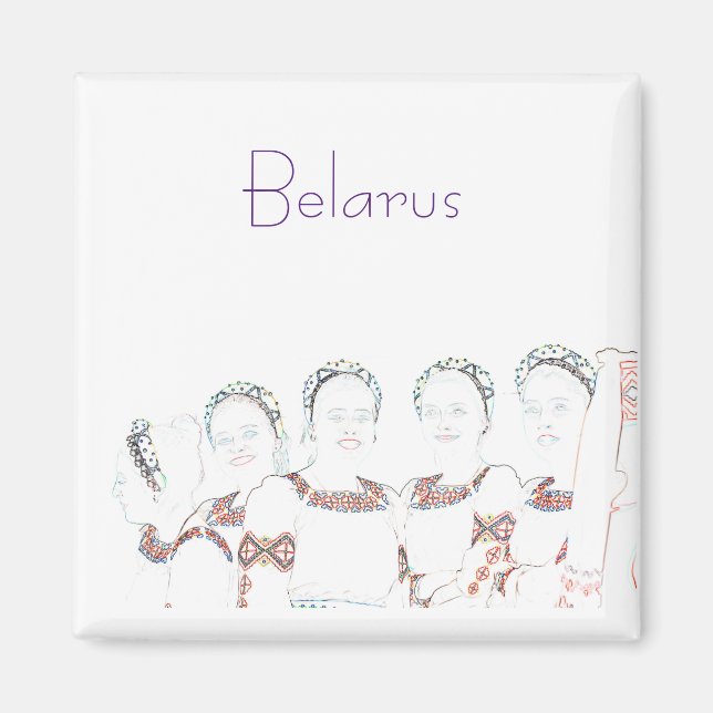 Belarus Belarusian Folk Outfit Sketch Magnet (Front)