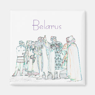 Belarus Belarusian Old Outfit Sketch Magnet