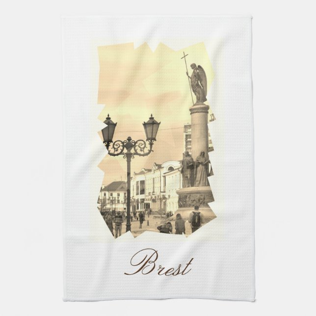 Belarus Brest City Architecture Street View Tea Towel (Vertical)