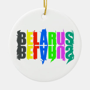 Belarus Colourful Happy Letters Ceramic Tree Decoration