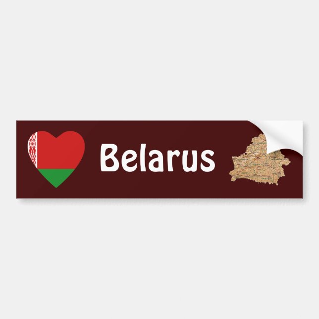 Belarus Flag Heart + Map Bumper Sticker (Front)