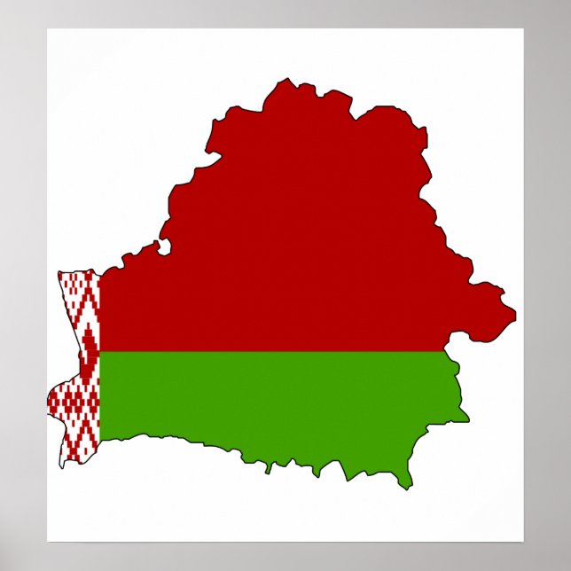 Belarus Flag Map full size Poster (Front)