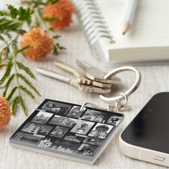 Belarus Gordno Brest Minsk Architecture Collage Key Ring (Front Right)