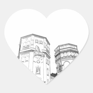 Belarus Grodno Water Towers Heart Sticker