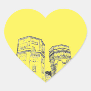 Belarus Grodno Water Towers Heart Sticker