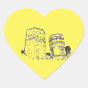 Belarus Grodno Water Towers Heart Sticker