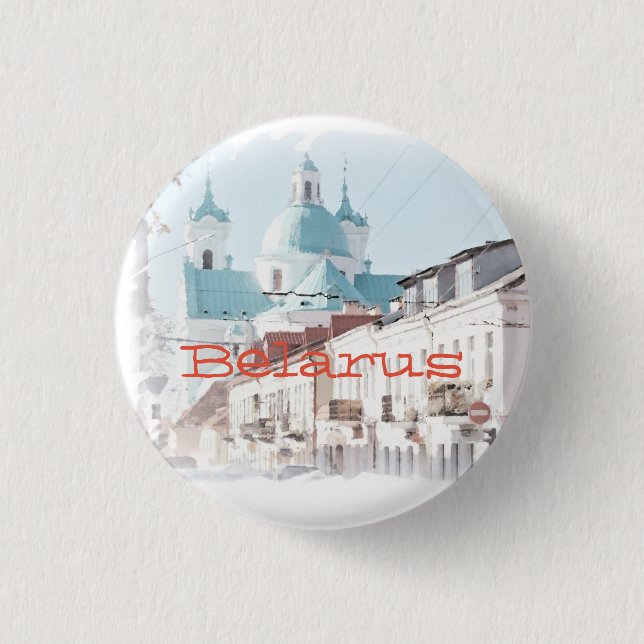 Belarus Hrodna Grodno Architecture Button Pin (Front)