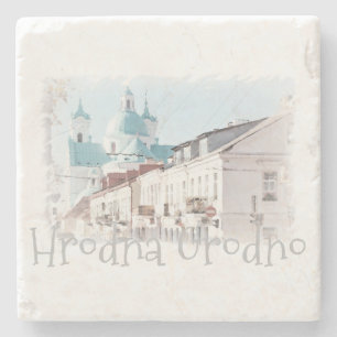 Belarus Hrodna Grodno Cityscape Stone Coaster