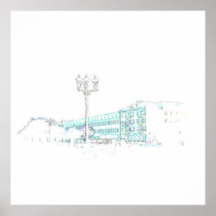 Belarus Hrodna Stylised Architecture Sketch Poster