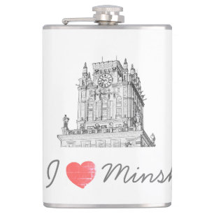 Belarus I Love Minsk City Gates Architecture Hip Flask