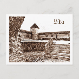 Belarus Lida Cityscape City Castle Architecture Postcard