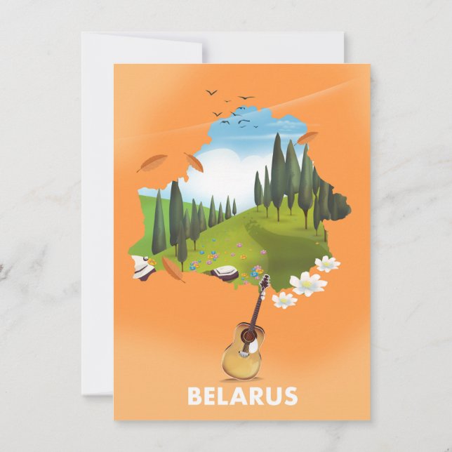Belarus Map travel poster. Invitation (Back)