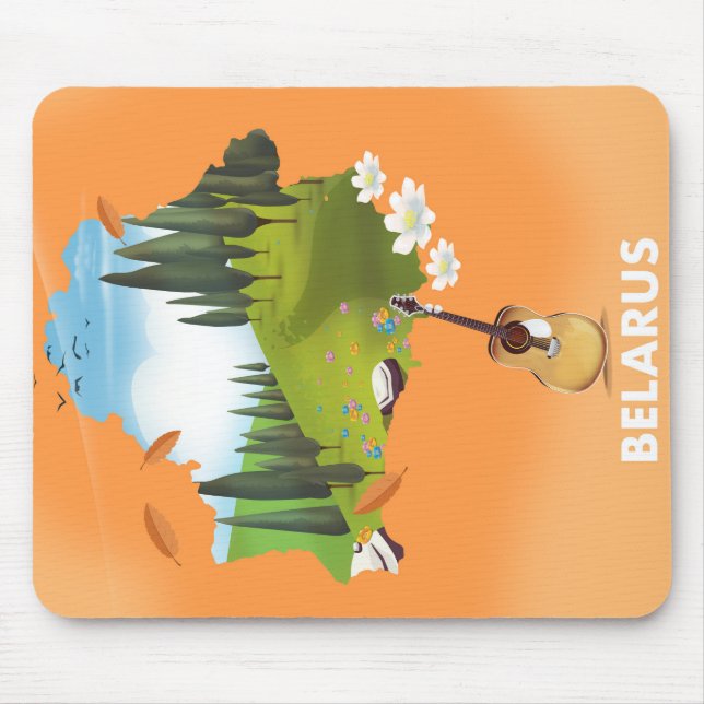 Belarus Map travel poster. Mouse Mat (Front)