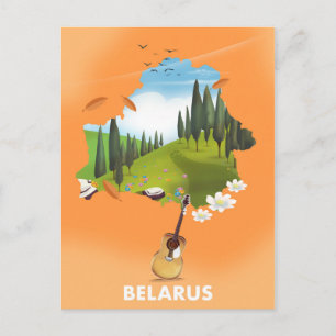 Belarus Map travel poster. Postcard