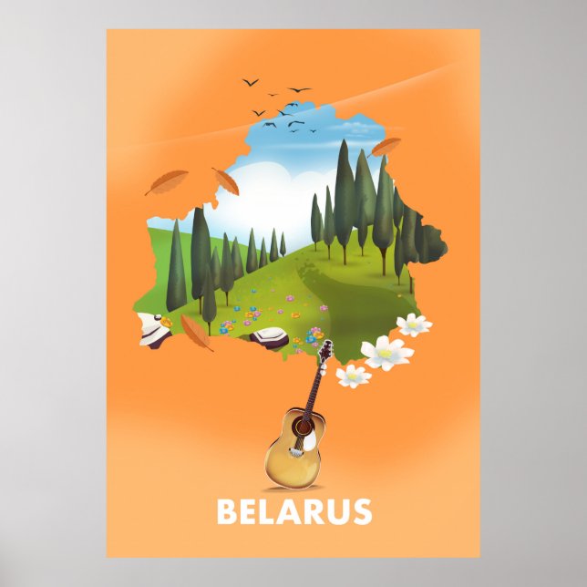 Belarus Map travel poster. Poster (Front)