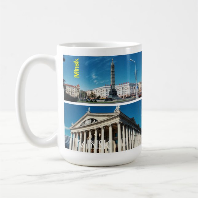 Belarus Minsk Architecture Cityscape Collage Coffee Mug (Left)
