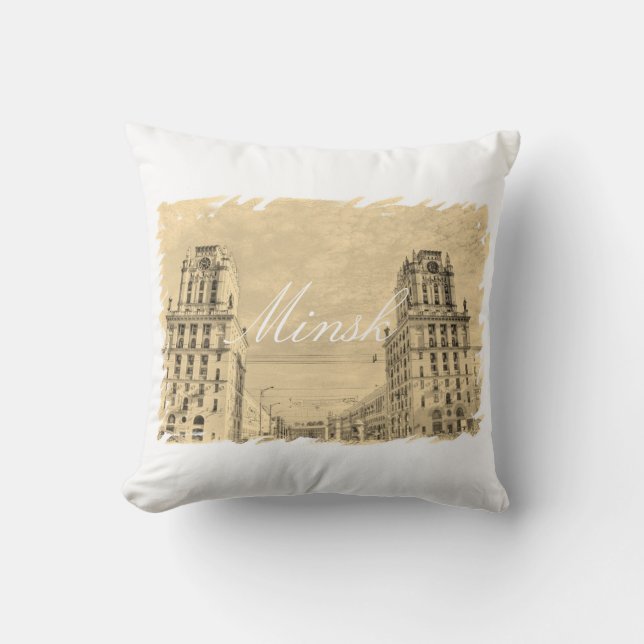 Belarus Minsk City Architecture Throw Pillow (Front)