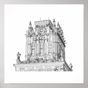 Belarus Minsk City Gates Architecture Sketch Poster