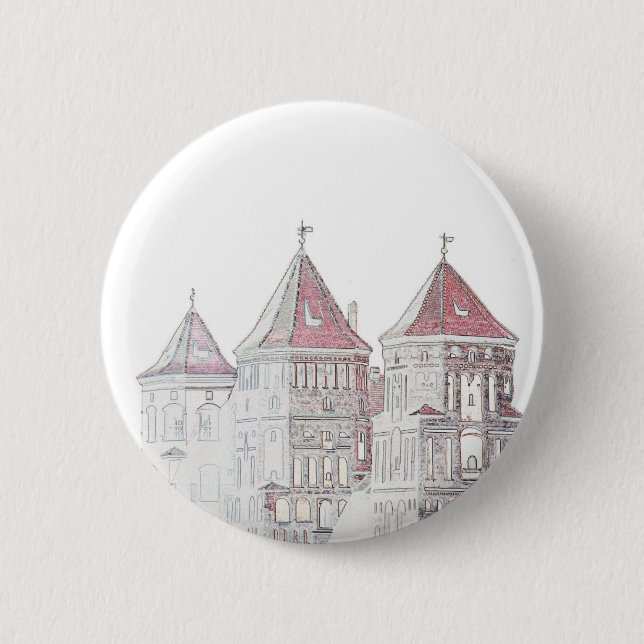 Belarus Mir Castle Architecture 6 Cm Round Badge (Front)
