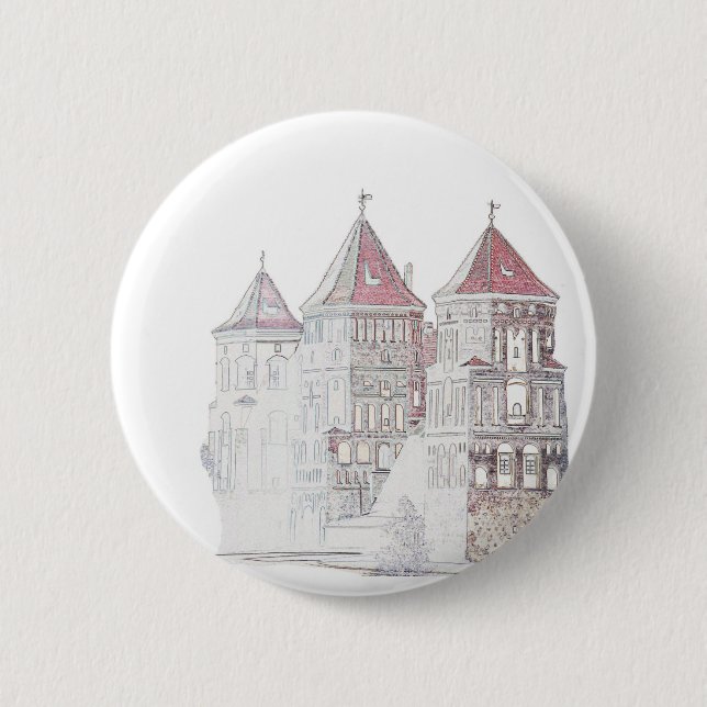 Belarus Mir Castle Architecture 6 Cm Round Badge (Front)