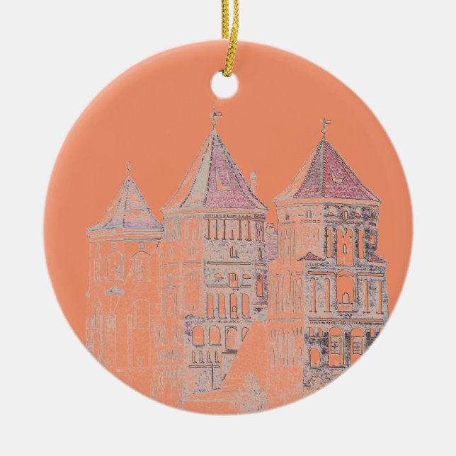 Belarus Mir Castle Architecture Ceramic Tree Decoration (Front)