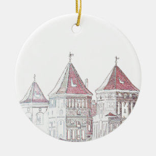 Belarus Mir Castle Architecture Ceramic Tree Decoration