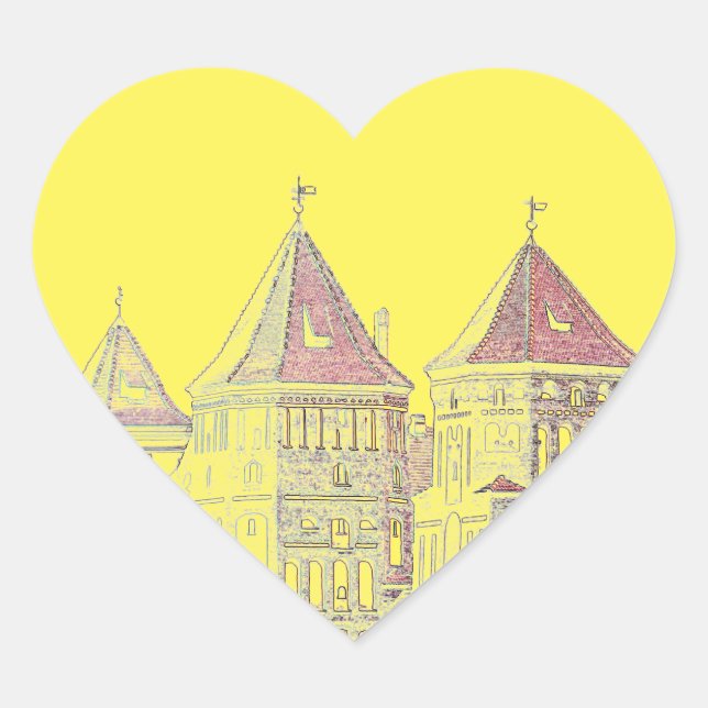 Belarus Mir Castle Architecture Heart Sticker (Front)