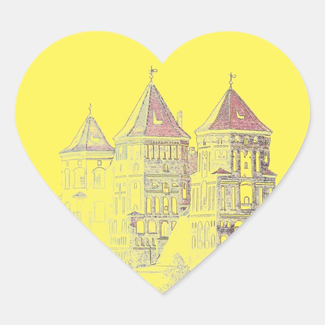 Belarus Mir Castle Architecture Heart Sticker (Front)