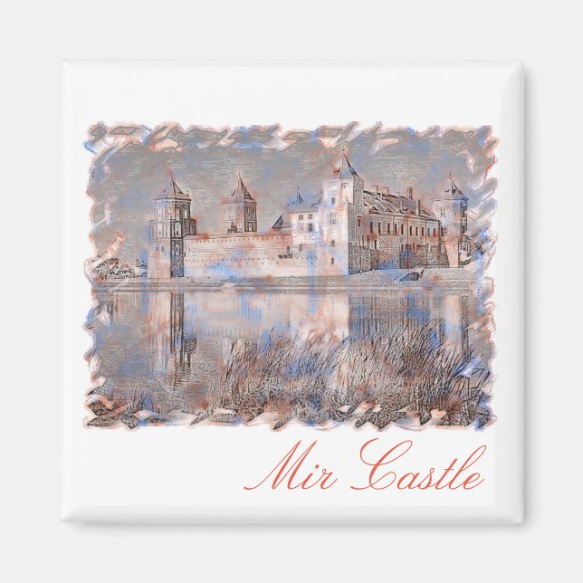 Belarus Mir Castle Architecture Painting Magnet (Front)