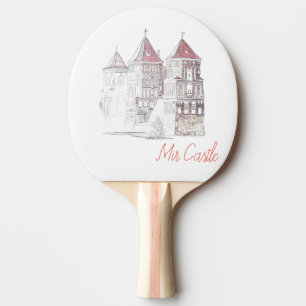 Belarus Mir Castle Architecture Sketch Ping Pong Paddle