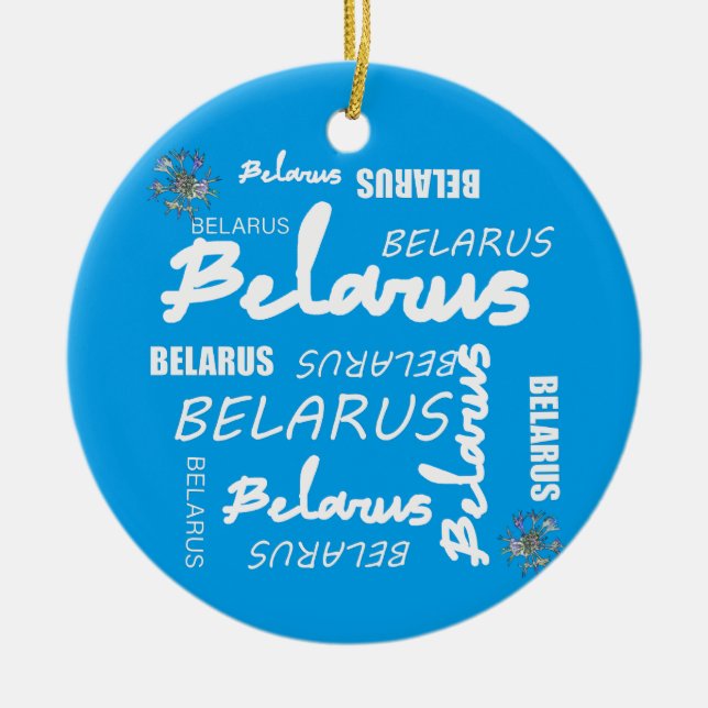 Belarus National Corn Flower Ceramic Tree Decoration (Front)