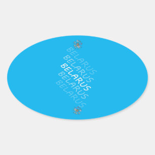 Belarus National Corn Flower Oval Sticker