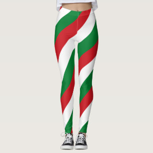 Belarus National Flag Colours Diagonal Striped Leggings