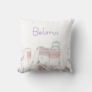 Belarus National Folk Outfit Sketch Cushion Pillow