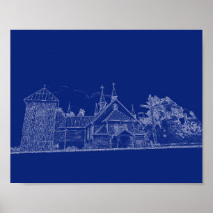 Belarus Porechye Parecca Architecture Catholic Poster