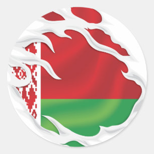 Belarus Ripped Flag Classic Round Sticker