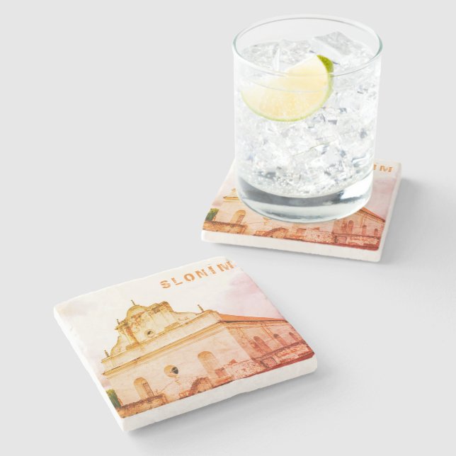 Belarus Slonim Great Synagogue Architecture Stone Coaster (Side)