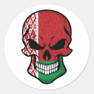 Belarus Smiling Skull Flag Classic Round Sticker